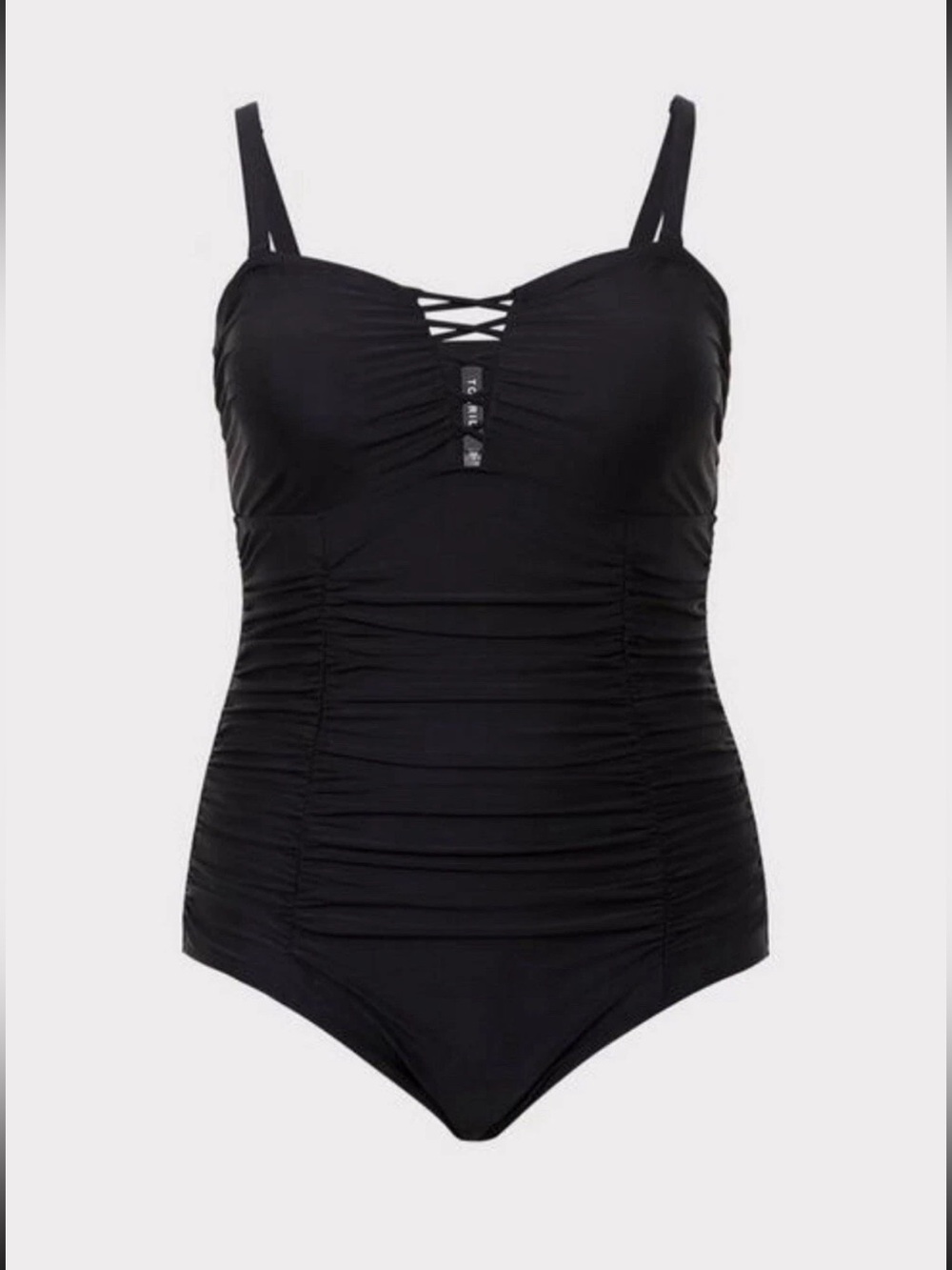 Torrid Slim Fix Lattice One Piece Swimsuit Size 2 Black